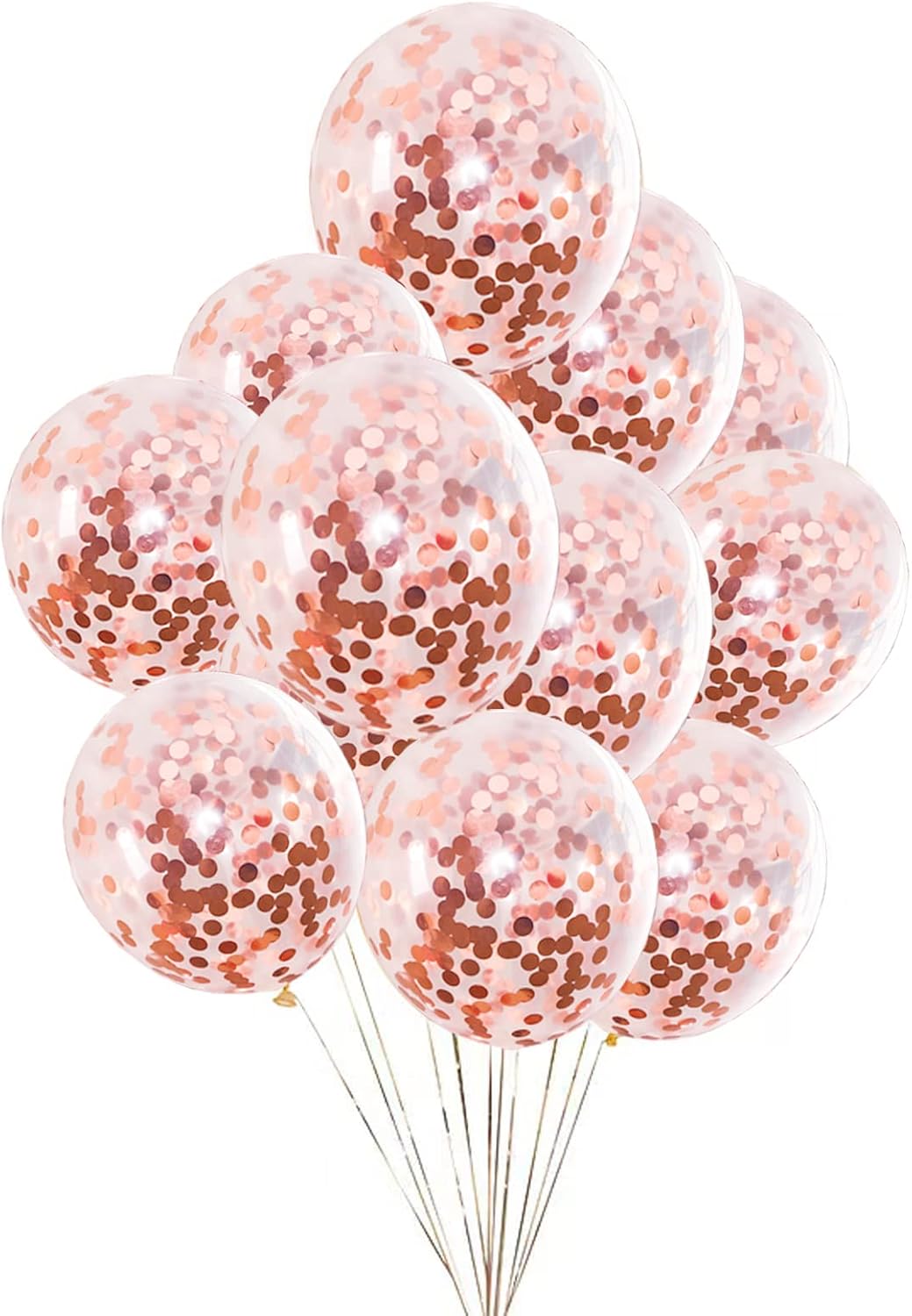 25pcs Rose Gold Foil Confetti Balloons, 12 inch Latex Balloons with Confetti Inside for Birthday Party Decoration