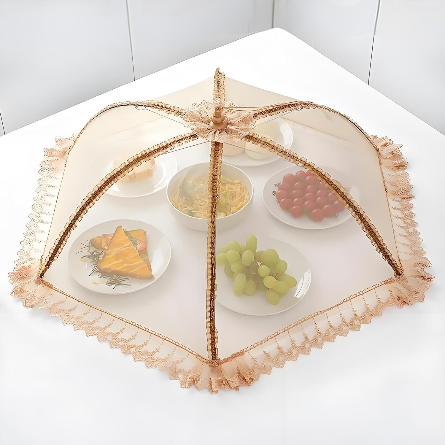 (3 pack) Extra Large Food Cover, 32"x32" Pop-Up Food Nets, Mesh Food Covers Tent Umbrella for Outdoors, Screen Tents, Parties Picnics, BBQs, Reusable and Collapsible Food Tents