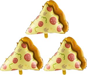 3pcs Pizza Balloons, 23" Sausage Pizza Slices Foil Balloon for Pizza Birthday Party Supplies Baby Shower Funny Party Decoration