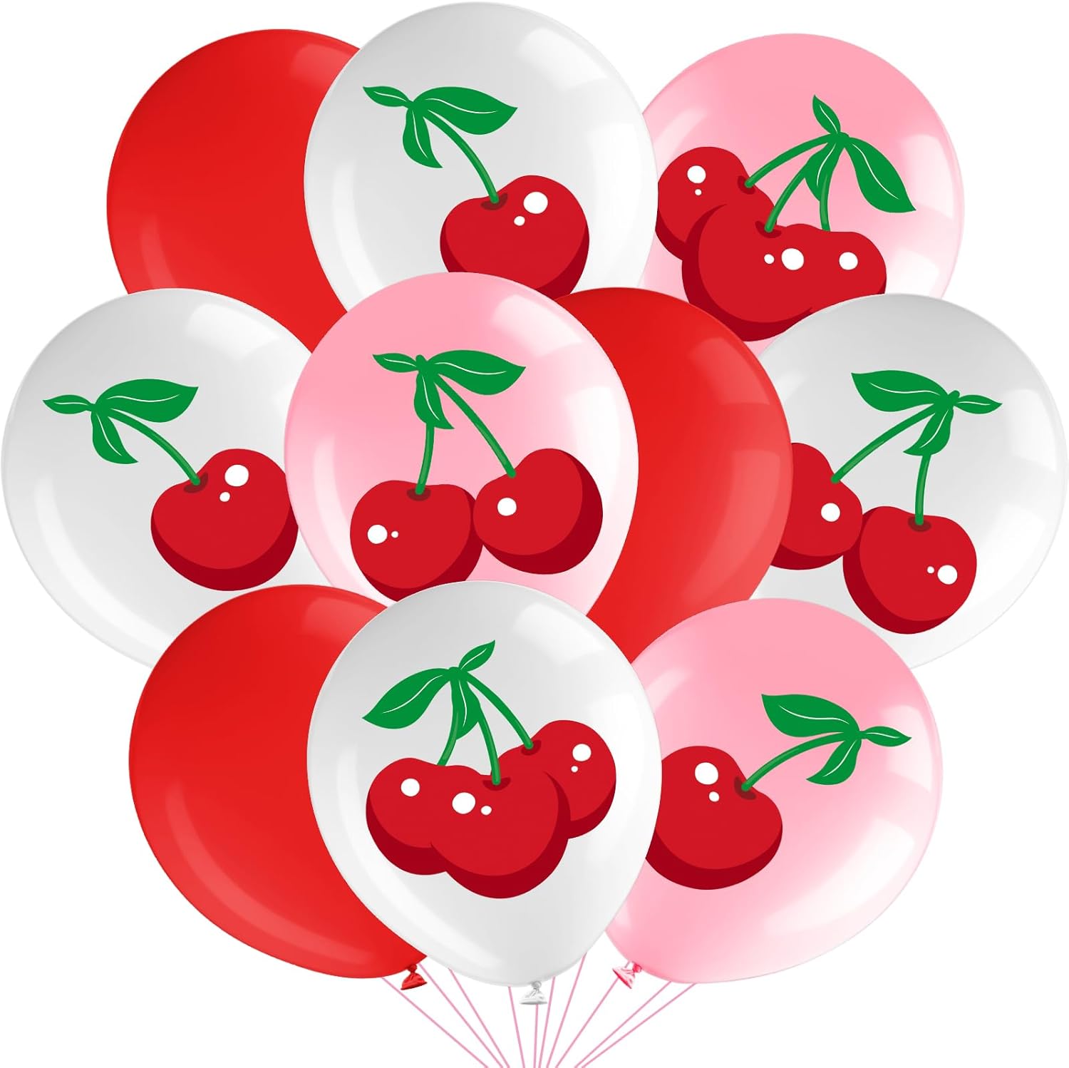 45 Pcs Cherry Party Decorations, Cherry Balloons 12" Cherries Fruit Latex Balloons for Girls Birthday Baby Shower Party Supplies Decor (Cherry)