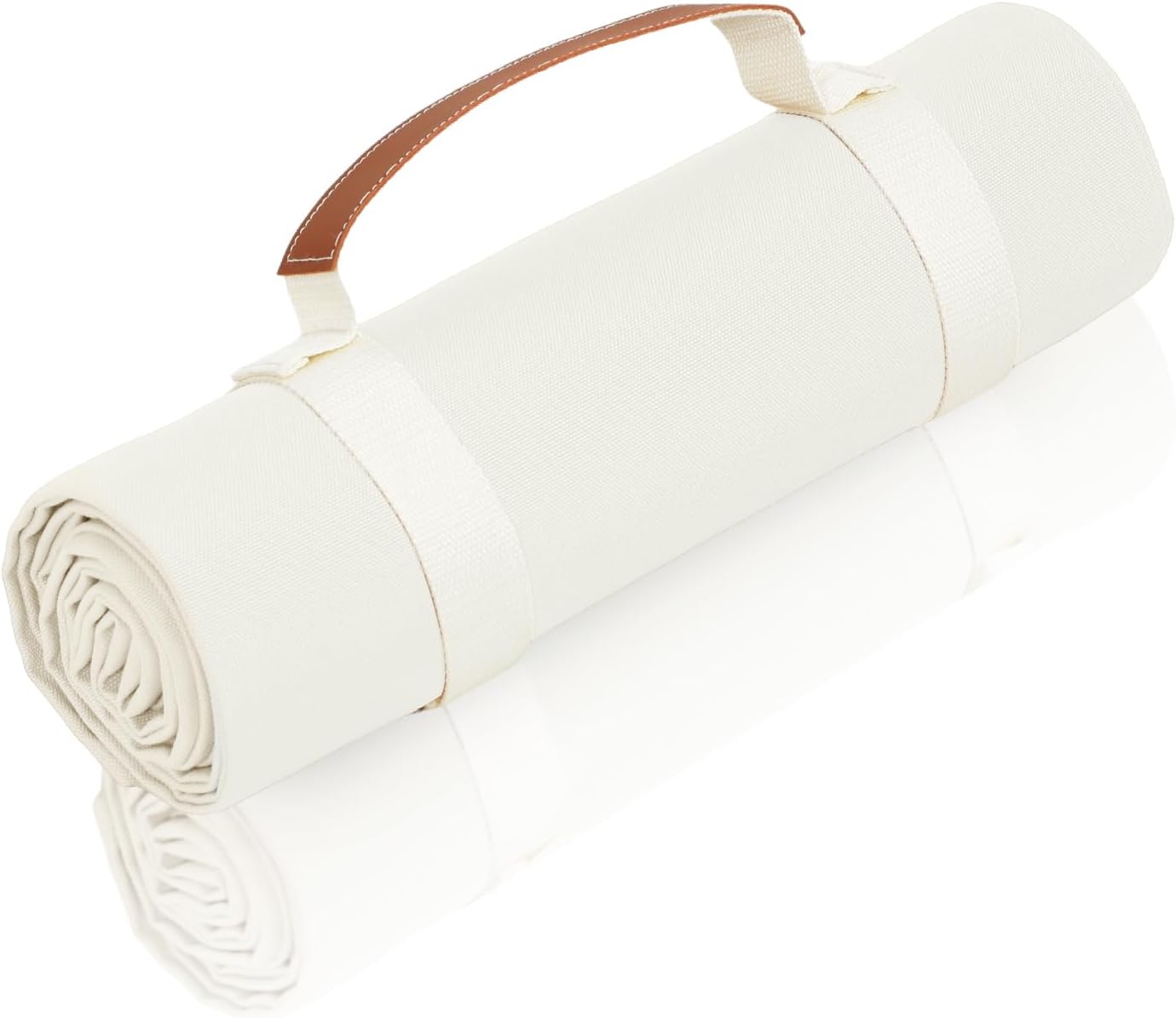 4'9" x 6'3" White Lightweight Water-Resistant Canvas Mat – Picnic, Outdoor, Beach, Park, Camping, Toy Mat