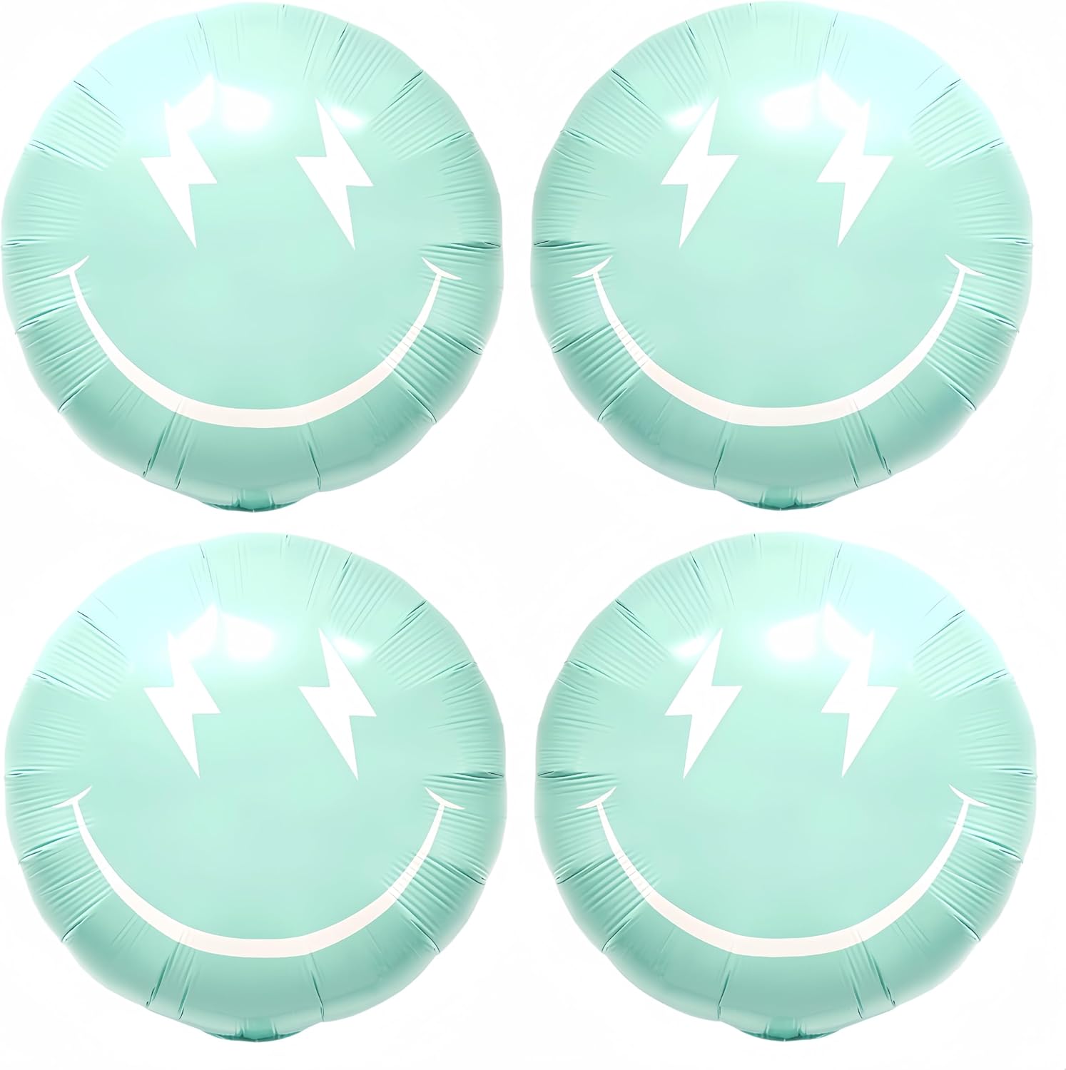 4PCS 23 Inch Light Green Lightning Smile Face Balloons – Y2K Preppy Party Decorations for Teen Girls, Bachelorette, Groovy Theme, Aesthetic Spring Birthday Decor(Green)