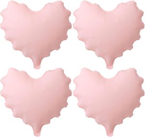 4pcs 18” Pink Wave Heart Balloons Wave Love Balloons for Beach Party Decor Love Theme Party Decorations Girl Woman Birthday Party Picnic Party Baby Shower Wedding Bridal Party Room Decorations