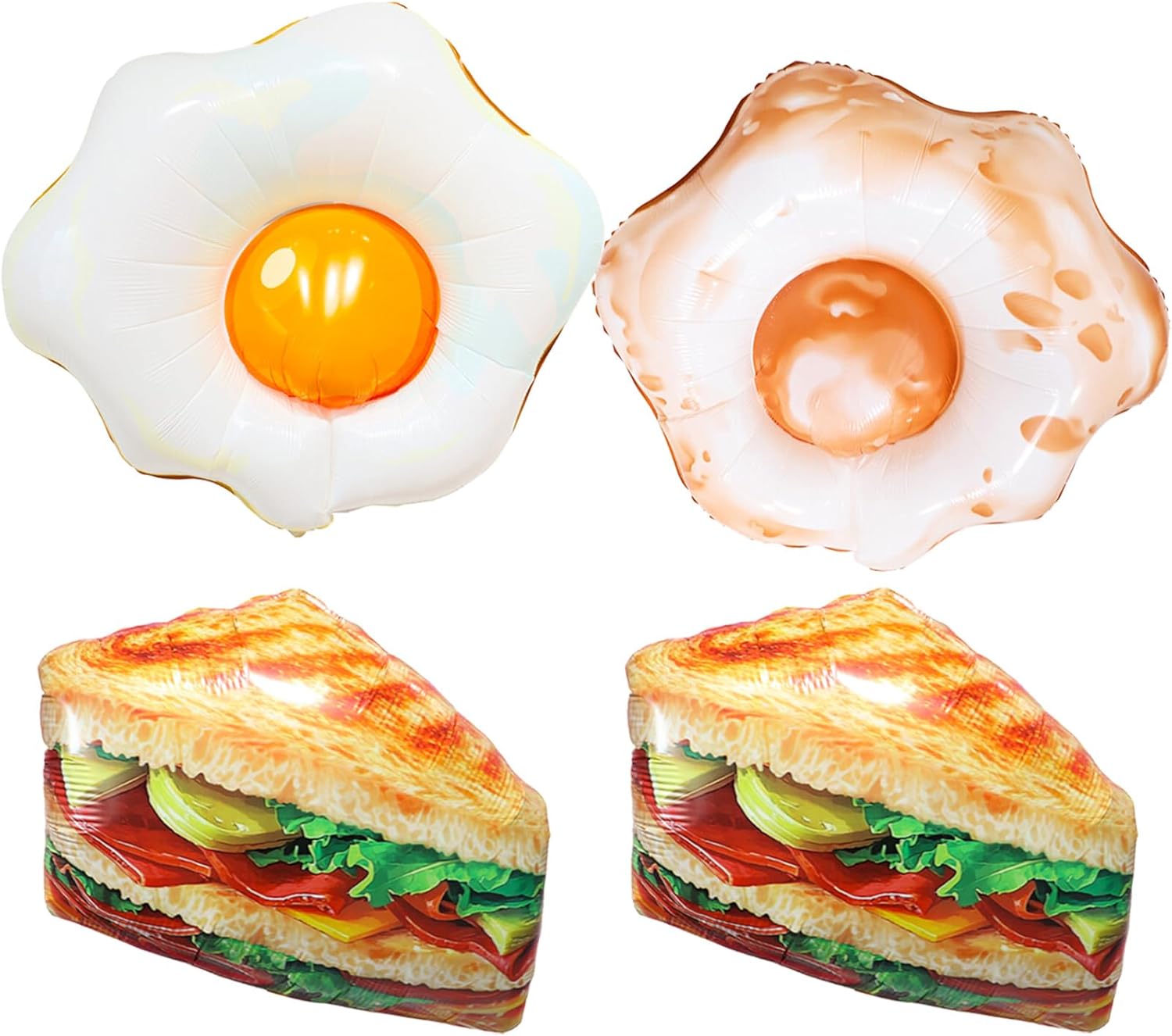 4pcs Fried Egg Balloons Sandwich Balloons for Food Theme Party Decoration BBQ Party Breakfast Lunch Party Decoration Kids Birthday Party Decor Picnic Theme Party Baby Shower Supplies