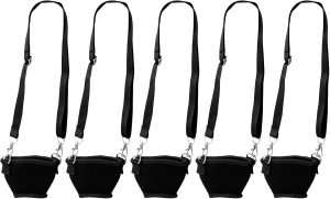 5Pcs Portable Cup Holder Insulator Holder Necklace Adjustable Wine Glass Lanyards Drink Holder With Neck Strap, Black