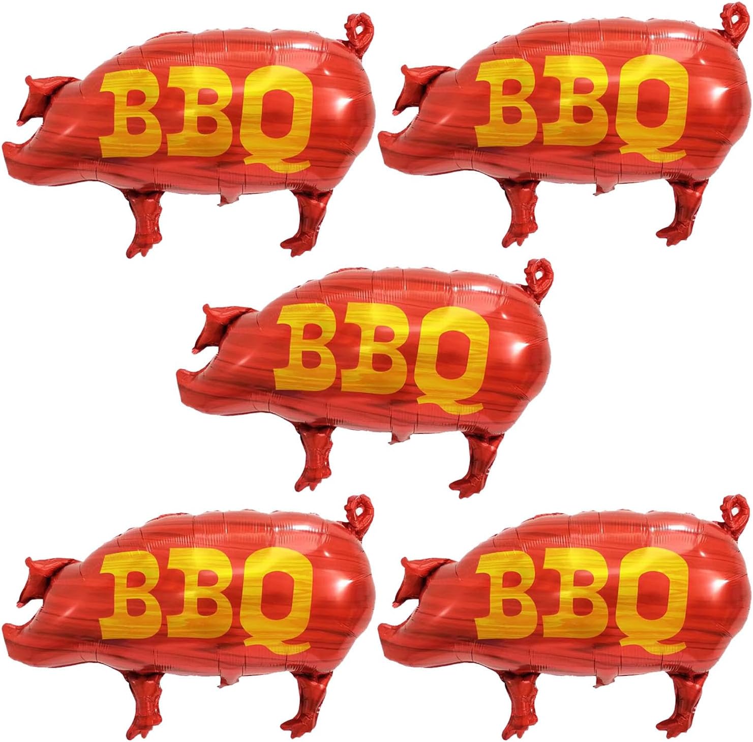 5pcs Cartoon Pig BBQ Party Balloons For Birthday Barbecue Picnic Cookout Fast Food Snacks Party Supplies, 4D Farm Animal Zoo BBQ for Birthday Baby Shower Wedding Summer Decorations Supplies