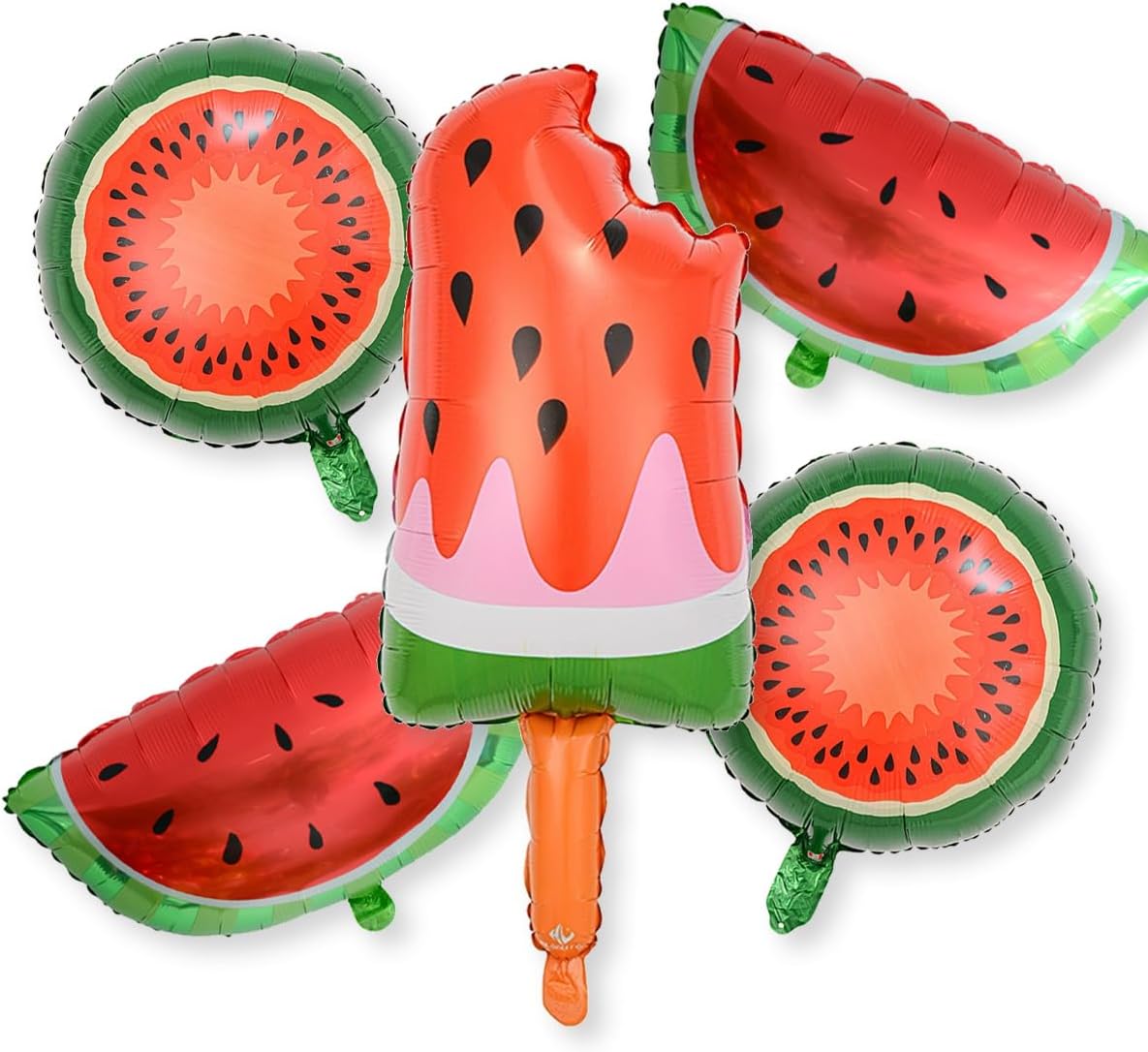 5pcs Watermelon Balloon Set - Fruit Party Decoration Watermelon Ice Cream,Watermelon Slices Foil Balloons for Birthday Party, Summer Beach Picnic Party Baby Shower Decoration Supplies