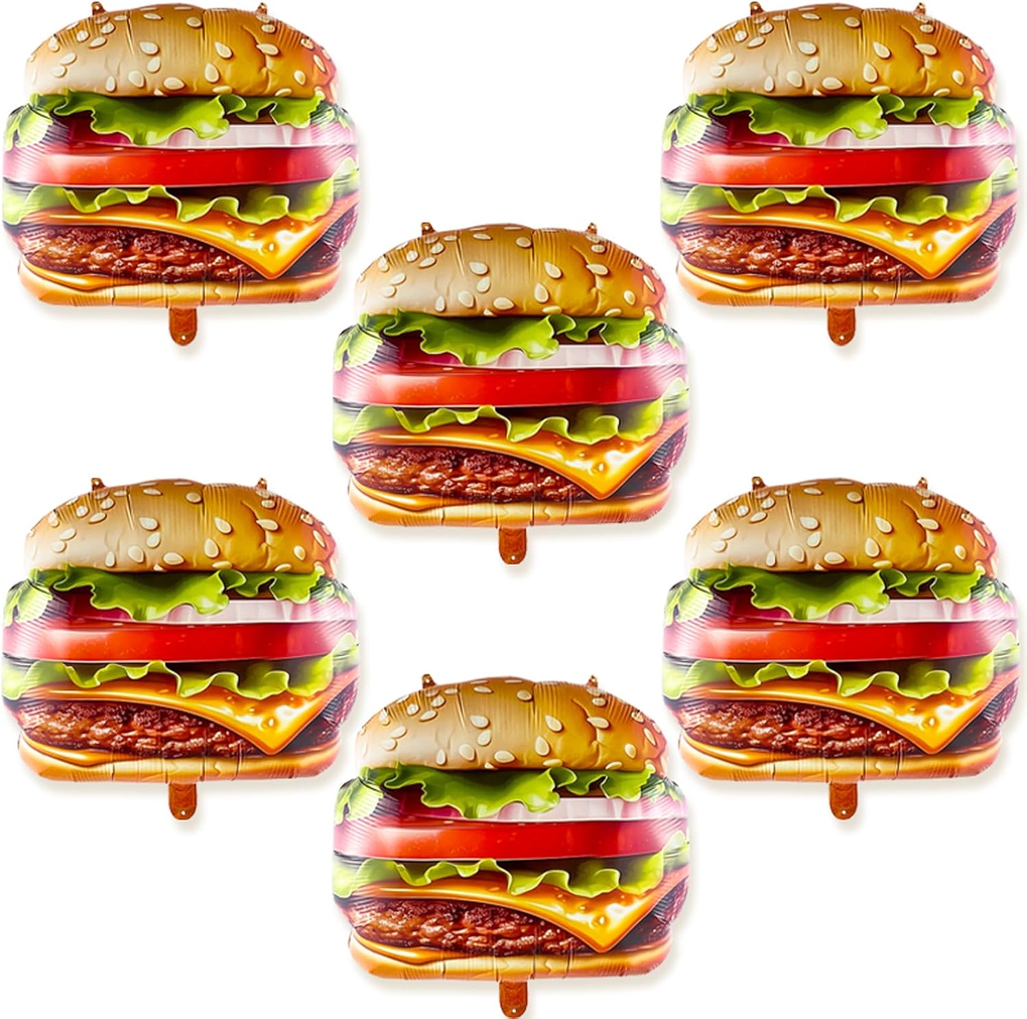 6 PCS Hamburger Balloons Food Balloons for Picnic, BBQ, Carnival, Fast Food Snacks Party Decorations