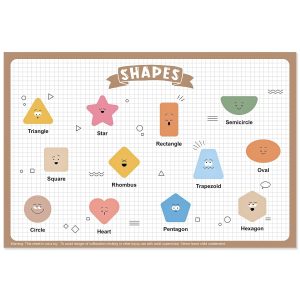 60 Pack Disposable Placemats for Baby & Toddle, Sticky Kids Placemat for Picnic Table, Party, Travel, 12" x 18" Restaurant Table Mats, Shape Alphabet Theme
