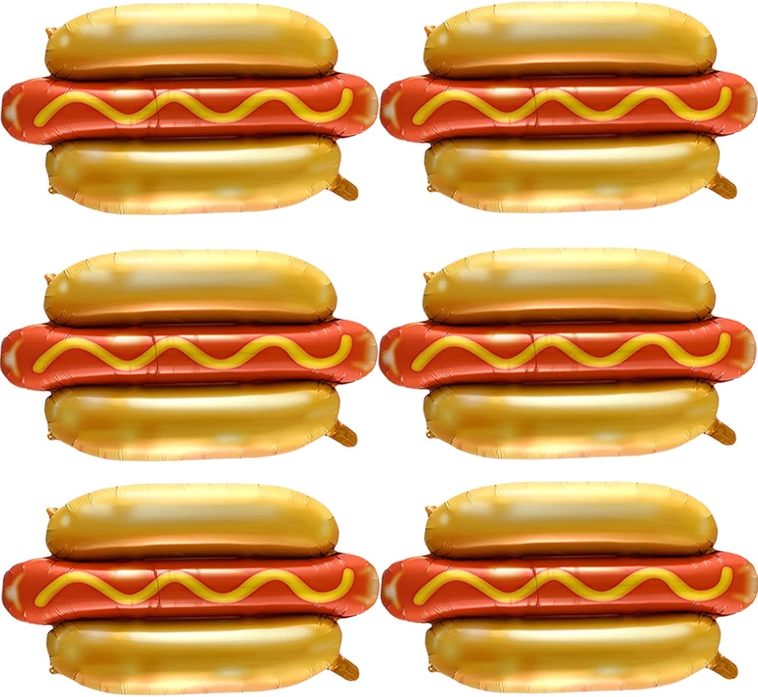 6PCS Hot Dog Balloon Food Themed Balloons, Hot Dog Decorations Balloons for Birthday, Baby Shower, Carnival, Fast Food Snacks BBQ Party Decorations