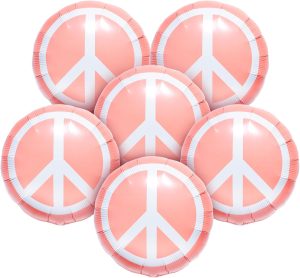 6pcs 18” Peace Balloons Groovy Hippie Balloons for Peace and Love Party Hippie Birthday Party Decorations Boho Bohemia Party Hippie Theme Party Picnic Party Spring Summer Party Baby Shower Decor