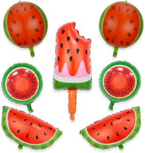7Pcs Watermelon Balloons Kit,Picnic Party Decorations,Fruit Modeling Balloon, Summer Party Decoration Ice-cream Sliced Watermelon 4D Watermelon Balloon for Kids Party Fruit Theme Birthday Party.