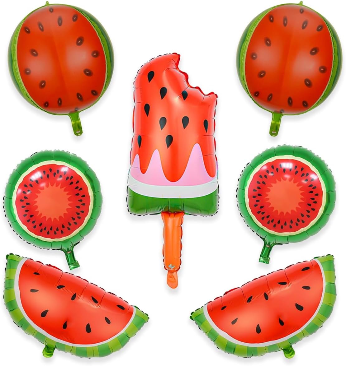 7Pcs Watermelon Balloons Kit,Picnic Party Decorations,Fruit Modeling Balloon, Summer Party Decoration Ice-cream Sliced Watermelon 4D Watermelon Balloon for Kids Party Fruit Theme Birthday Party.