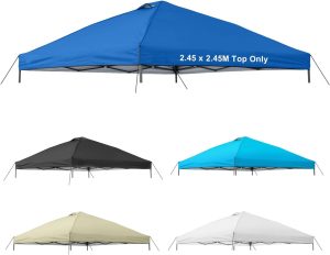 8x8 Canopy Replacement Top Cover,Waterproof Pop Up Canopy Replacement Cover with Air Vent Ropes for Outdoor Garden Patio Picnic Camping,Top Only(Top Only,245 * 245cm