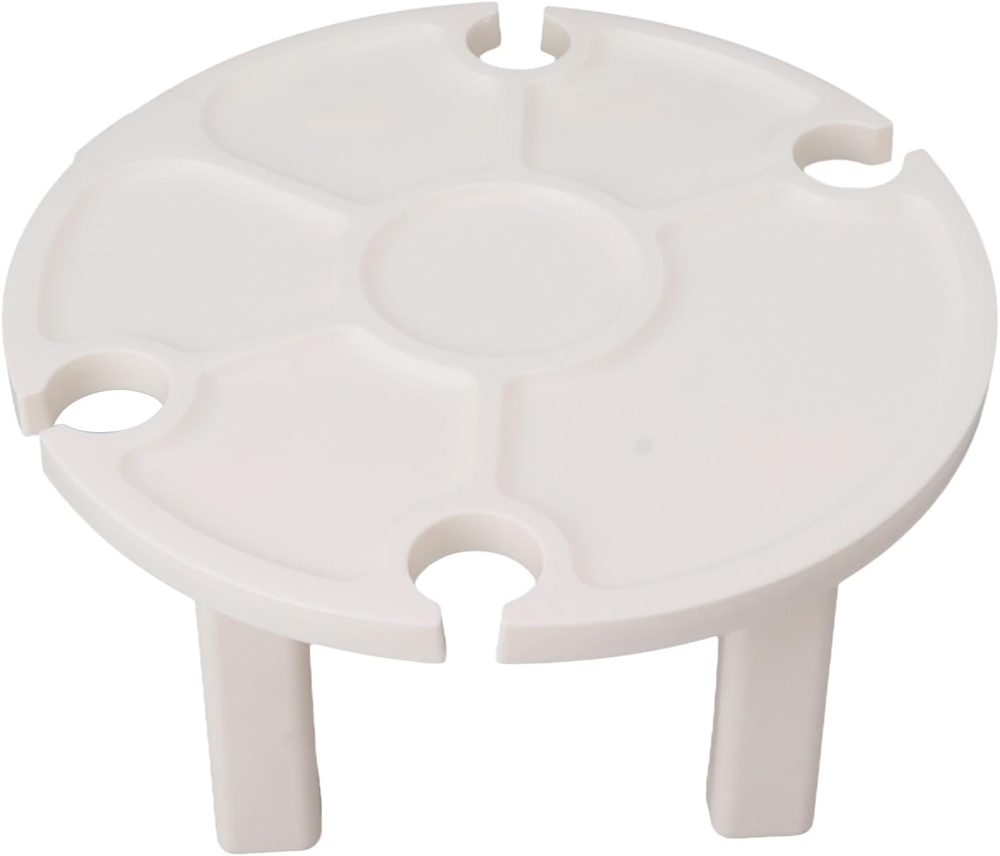 Airshi Picnic Folding Table, Round Multipurpose 4 Wine Glass Holder Portable Picnic Folding Table for Outdoor (White)