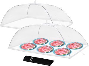 Anpro Food Cover Food Tent - Food Covers for Outside Pop-up Food Nets, 2 Extra Large (40"X25") Mesh Food Covers for Outside, Picnic Pool Party Supplies, Reusable and Collapsible, 2 Pack
