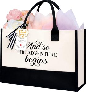 BAGAIL Initial Tote Bag, Personalized Birthday Gifts for Women, Teacher, Friends, Mom, Wedding, Monogrammed Beach Bag