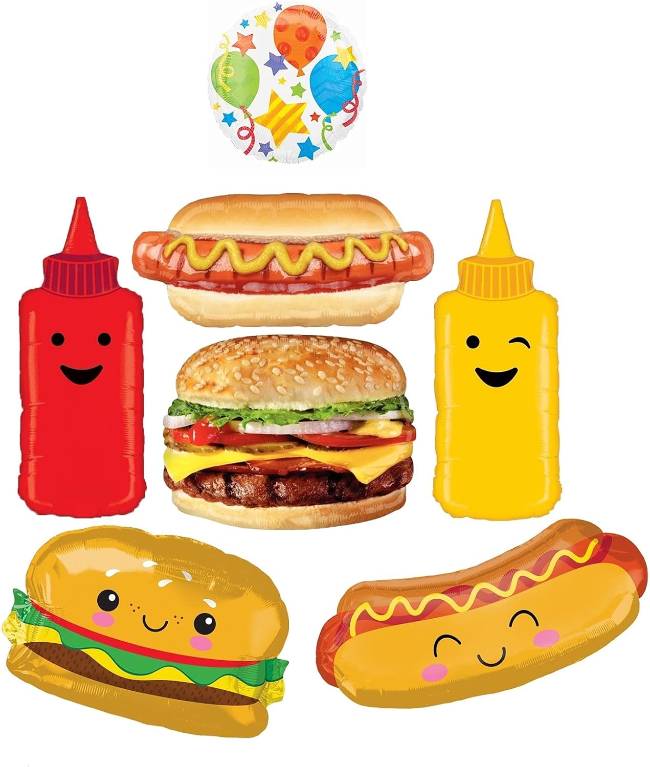 BBQ Picnic Cookout Party Supplies Hamburger Hot Dog Ketchup Mustard Balloon Bouquet Decorations