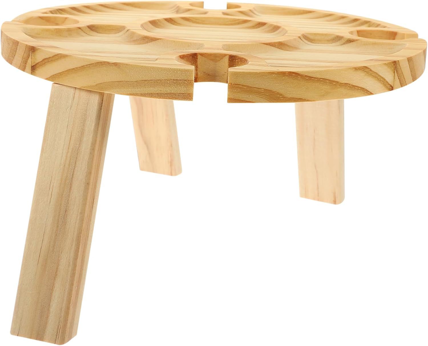 BESPORTBLE Portable Wine Picnic Table Wooden Folding Outdoor Table Wine Glass Rack for Outdoor Events