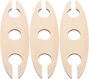 BESTOYARD Wooden Wine Rack - Pack of 3 Freestanding Stemware Storage Stand for 1 Bottle & 2 Glasses, Space-Saving Countertop Display Holder for Bar, Kitchen, Restaurant, Khaki