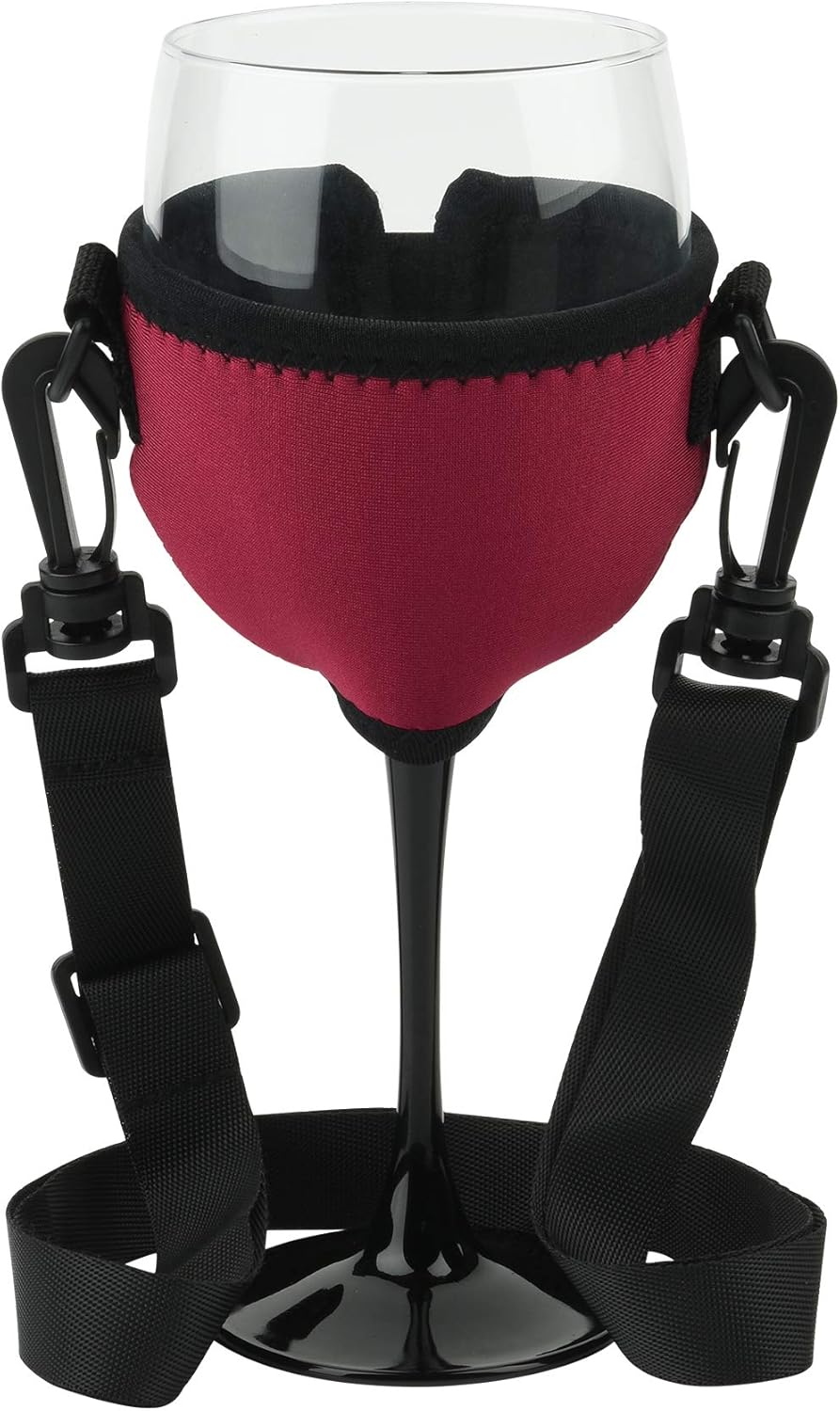 Beautyflier Wine Glass Insulator / Drink Holder Neoprene Sleeve with Adjustable Neck Strap For Wine Walk