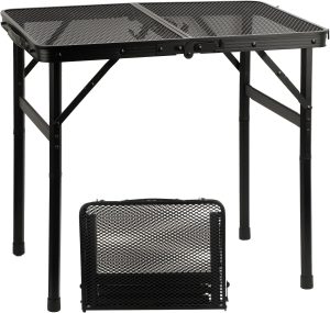 COSYAWN Folding Grill Table, Small, Aluminum, Lightweight, Portable, Height Adjustable, Outdoor Picnic Table, 22.3x15.8x10.7/22.3 inches, 88 lbs Load Capacity