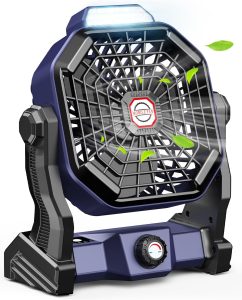 Camping Fan with LED Lantern, 20000 mAh 9 Inch Portable Rechargeable Battery Powered Fan with Stepless Speed and Quiet Battery Operated for Tent, Picnic, Barbecue, Fishing, Travel, Home