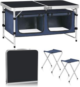 Camping Folding Aluminum Table with Adjustable Legs for Outdoor Travel Beach, Backyards, BBQ, Party and Picnic Foldable Table