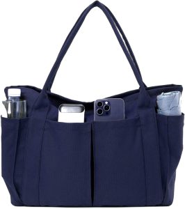 Canvas Tote Bag For Women With Pockets For Shopping Traveling Daily Commuting Beach Leisure And Fitness