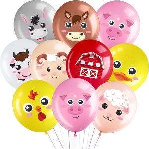 Censen 45 Pcs Balloons 12 Inch Latex Balloons Party Decoration for Kids Birthday Party Baby Shower Indoor Outdoor Decor (Multi Colors,Farm Animal)