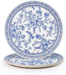 Coterie Decorative Paper Plates (Set of 10 Large Plates) - Blue Floral and White for Bridal/Baby Shower and More - Tea Party Supplies | 9.25” Fancy Plates