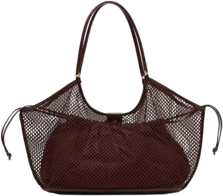 Crochet Tote Bag Women 2025 Summer Trendy Mesh Beach Bags Knitted Shoulder Purse Large Handbags Picnic Vacation