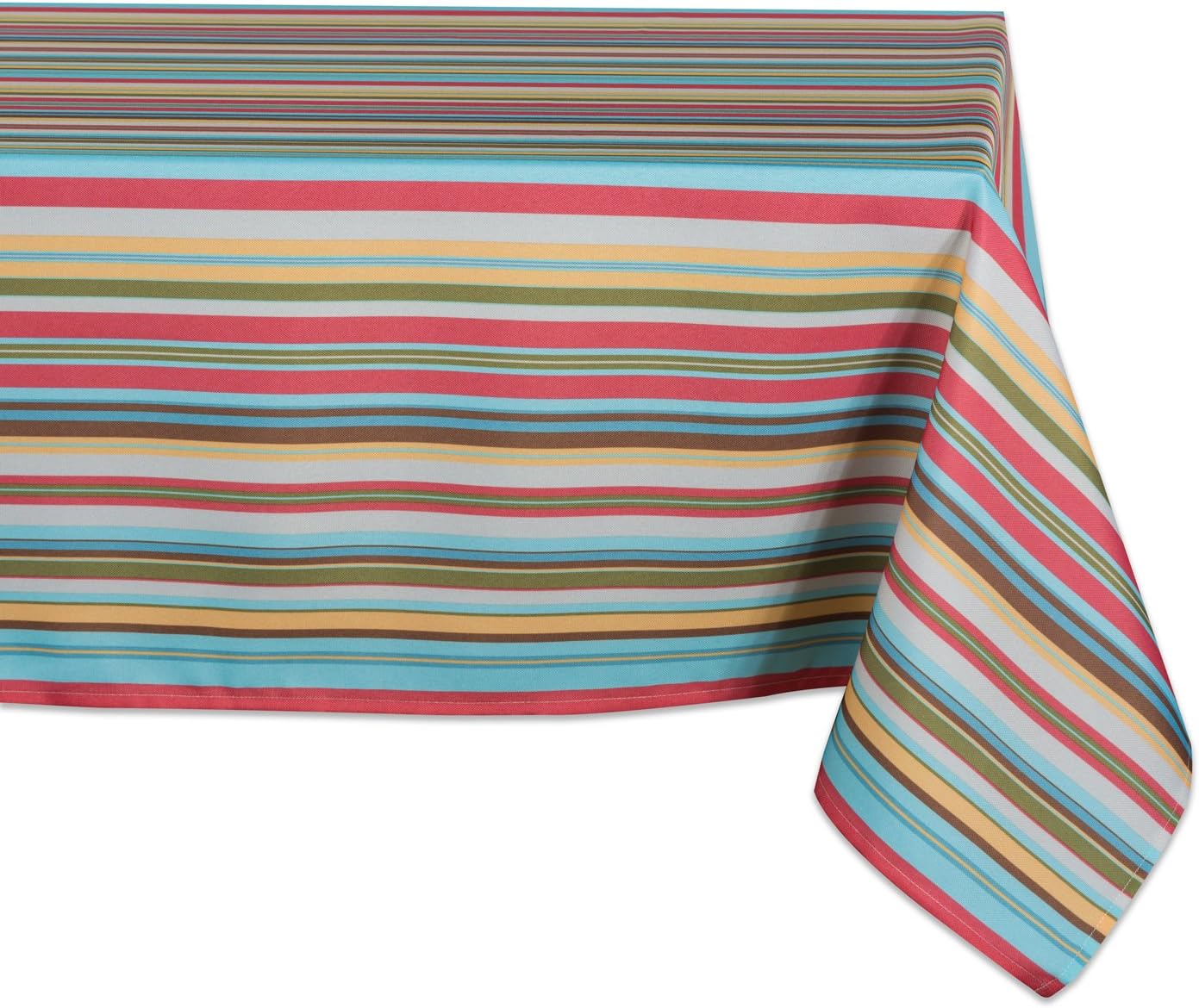 DII Summer Stripe Outdoor Tabletop Collection, Multi-use, Machine Washable, Tablecloth, 60x84, Sunset
