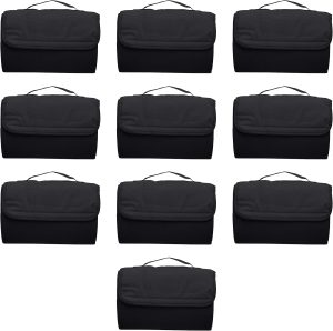 DISCOUNT PROMOS Roll Up Picnic Blankets Set of 10, Bulk Pack - Great Outdoor Blanket for Camping, Picnic, Beach, Sports, Outdoor Activities - Black