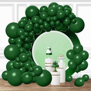 Dark Green Balloons,106 pcs Hunter Green Balloons Different Sizes Pack of 18 12 10 5 Inch Emerald Green Balloons for Christmas Graduation Birthday Summer Jungle Forest Theme Party Decorations