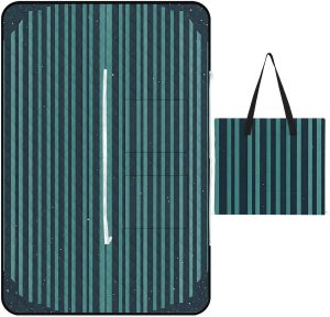 Dark Retro Minimalist Pattern Picnic Blanket with Zippered Tote Bag, Waterproof Portable Outdoor Blanket, Lightweight Foldable Outdoor Mat for Beach, Camping, Park, 150x100cm