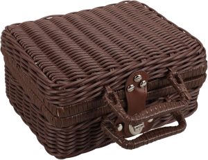 Decorative Woven Suitcase Carrier Basket Elegant Picnic Snack Storage for Weddings Camping Home Decor Portable Design