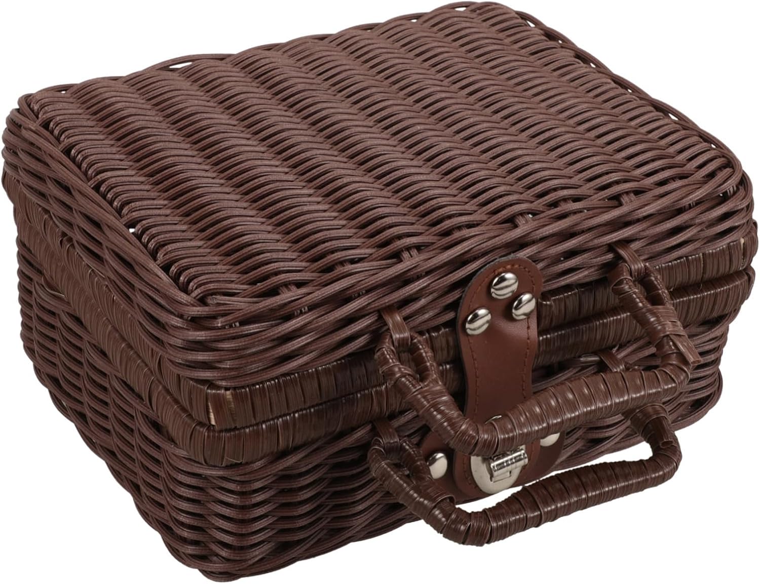 Decorative Woven Suitcase Carrier Basket Elegant Picnic Snack Storage for Weddings Camping Home Decor Portable Design