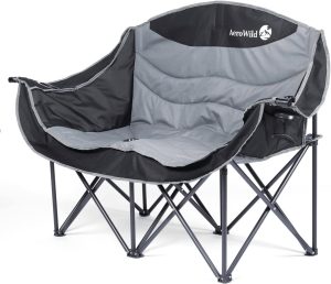Double Folding Chair – Portable Loveseat for 2 Adults with 600 lbs Support – Water & UV Resistant Folding Outdoor Chair for Beach, Picnic, Camping