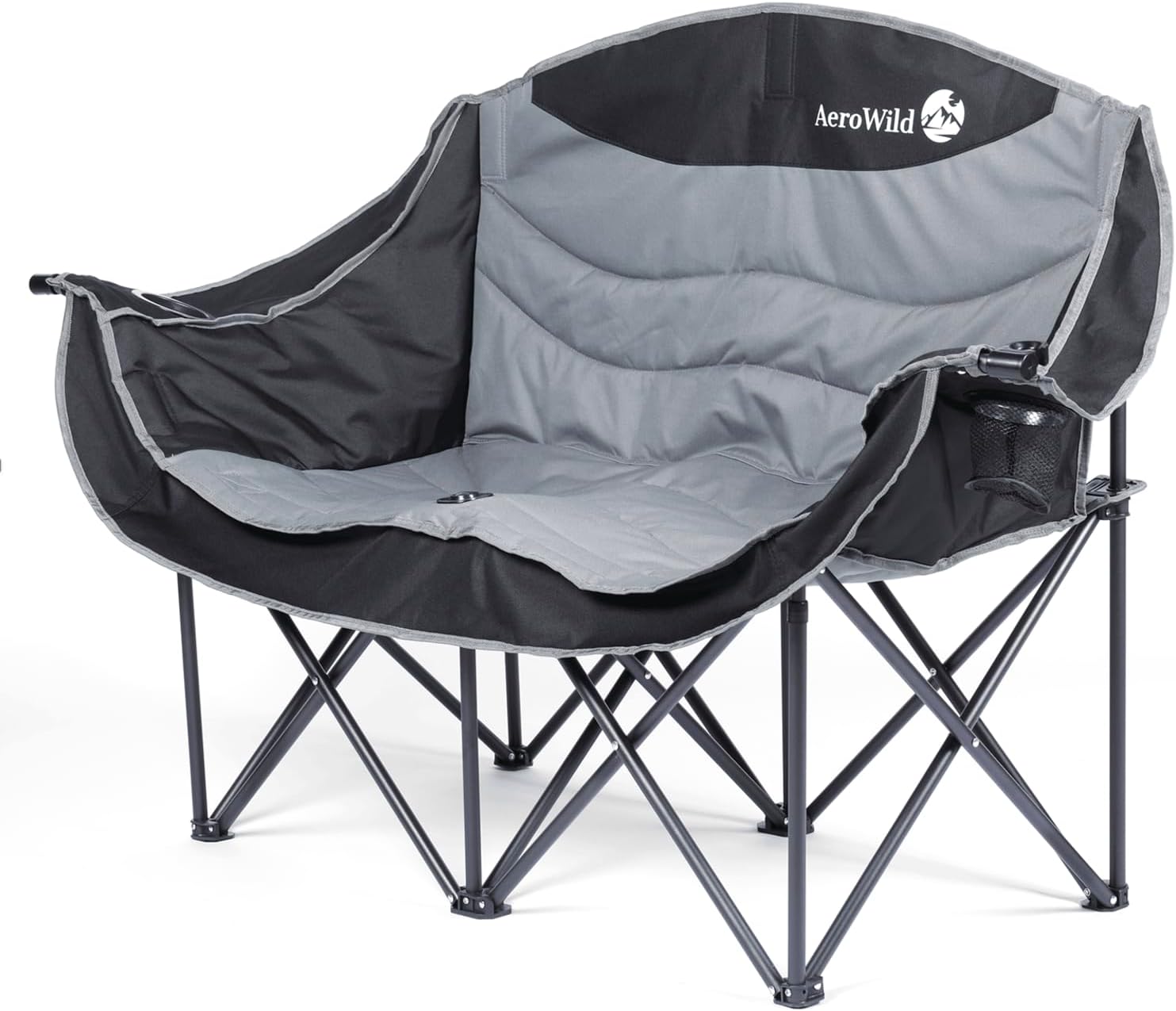 Double Folding Chair – Portable Loveseat for 2 Adults with 600 lbs Support – Water & UV Resistant Folding Outdoor Chair for Beach, Picnic, Camping