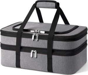 Double Insulated Casserole Carrier - Portable Casserole Carrier for Hot or Cold Food Lunch Tote Warmer or Cooler Bag, for Parties Picnic, Fits 9" x 13" Baking Dish