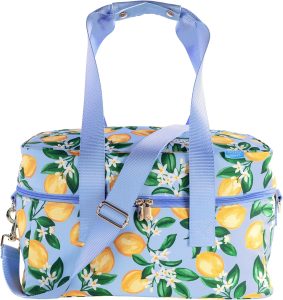 Draper James Picnic Cooler, Large Capacity Insulated Cooler Bag for Picnics, Beach, Pool, and Outdoor Adventures, Lemons