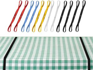 ECOHomes Table Cloth Holders for Outdoors & Picnic Table Bungees Straps (12 PCs Multicolor) - Outdoor Tablecloth Band Clips Hold Down Tableclothe Cover | Extra Strong Camping Rubber Bands Cord