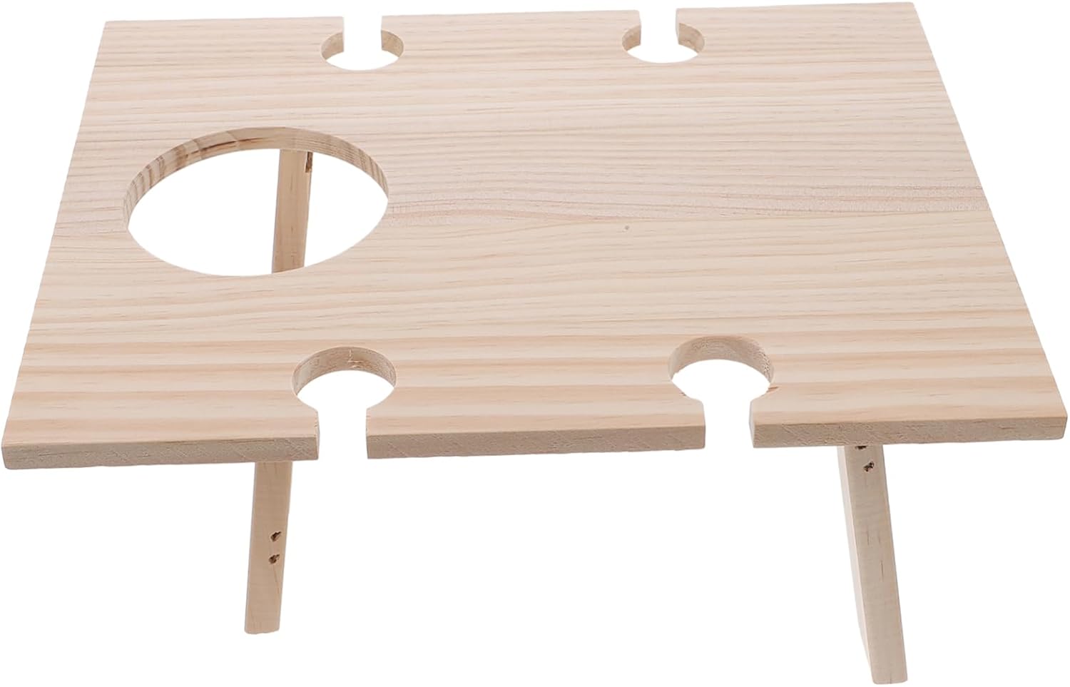 Elegant Wooden Folding Wine Table Outdoor Picnic Accessory Square Serving Desk Wine Glass Holder Storage