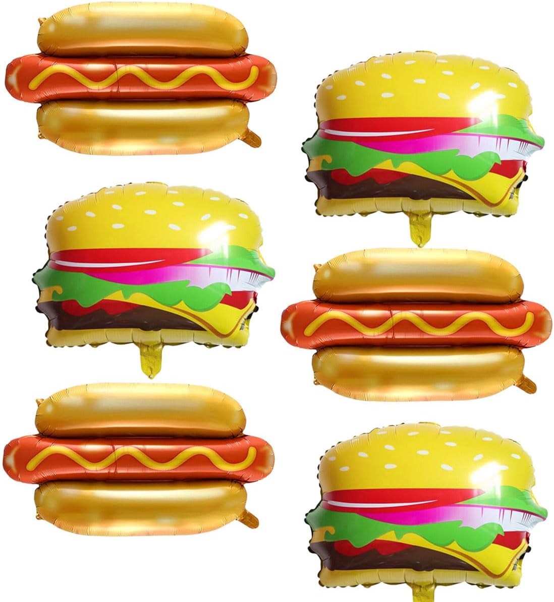 Food Themed Balloons Hot Dog Balloon Hamburger Foil Balloon BBQ Party Balloons for Picnic Birthday Party Decorations Supplies 6 Pcs