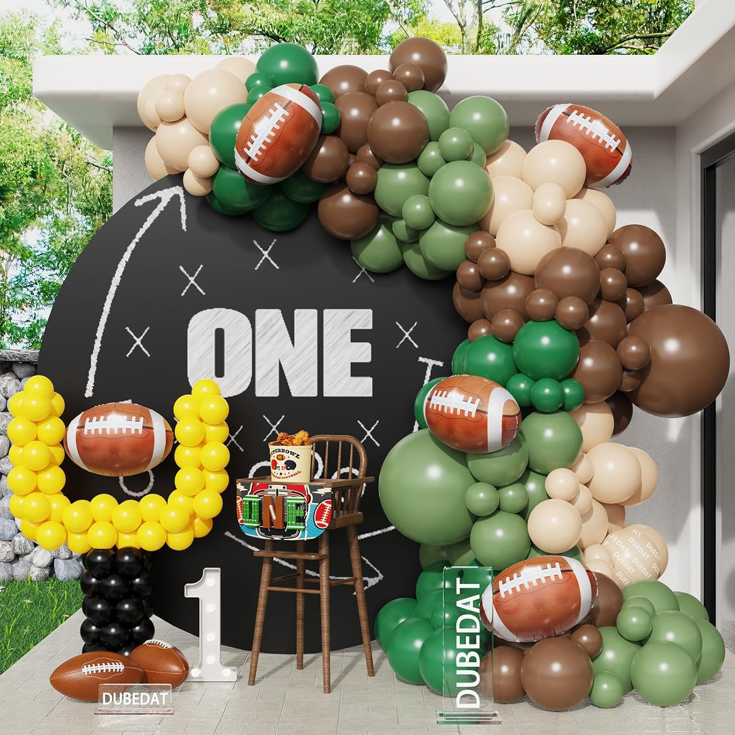 Football Balloon Arch Kit - 160 Pcs Football Party Decorations with 6 Colors Latex Balloons for Sports Birthday, Tropical Party, Summer Picnic Decor