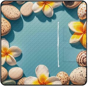 Frame Exotic Floral Pattern Printing Picnic Blanket with Zippered Tote Bag, Waterproof Portable Outdoor Blanket, Lightweight Foldable Outdoor Mat for Beach, Camping, Park, 150x150cm