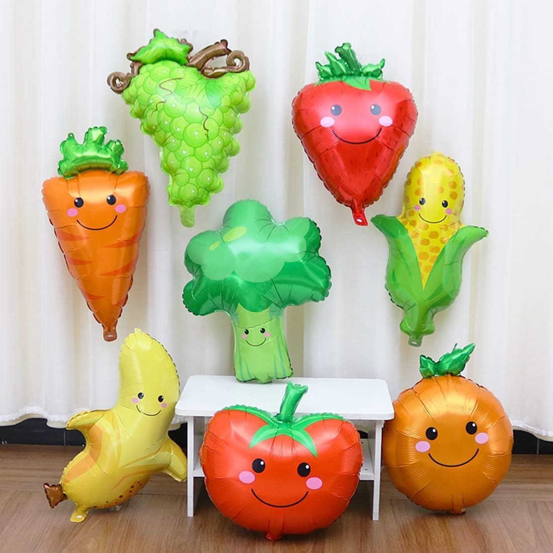 GIHOO 8pcs Fruit & Vegetable Aluminum Foil Balloons for Birthday Decoration - Helium Balloon for Summer Wedding Baby Shower Party Supplies
