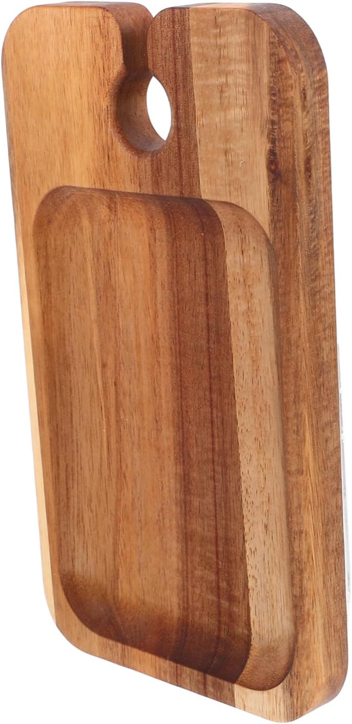 GLEAVI Wooden Serving Tray Fruit and Cheese Plate with Wine Glass Holder for Parties Picnics