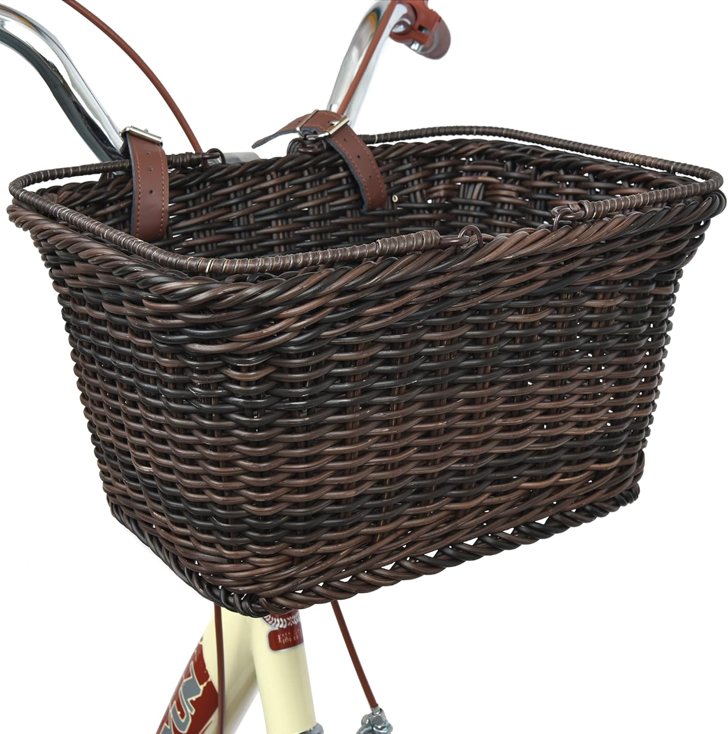GRANNY SAYS Bike Basket, Wicker Basket for Bike, Hand-Woven Bicycle Basket, Detachable Wicker Front Handlebar Bike Basket